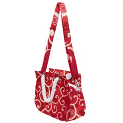 Patterns, Corazones, Texture, Red, Rope Handles Shoulder Strap Bag by nateshop