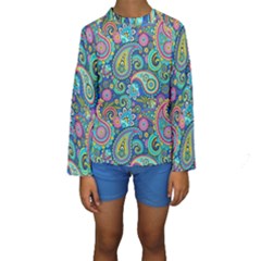 Patterns, Green Background, Texture Kids  Long Sleeve Swimwear