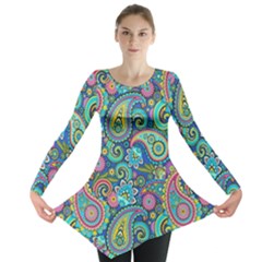 Patterns, Green Background, Texture Long Sleeve Tunic  by nateshop