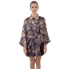 Paws Patterns, Creative, Footprints Patterns Long Sleeve Satin Kimono