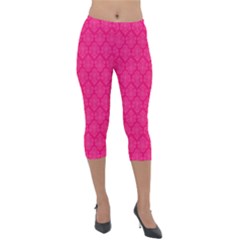 Pink Pattern, Abstract, Background, Bright, Desenho Lightweight Velour Capri Leggings  by nateshop