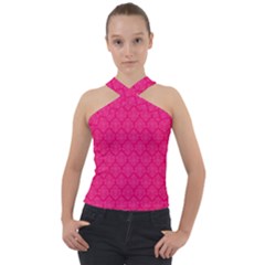 Pink Pattern, Abstract, Background, Bright, Desenho Cross Neck Velour Top by nateshop