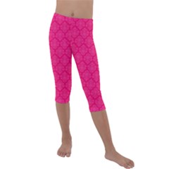 Pink Pattern, Abstract, Background, Bright, Desenho Kids  Lightweight Velour Capri Leggings 