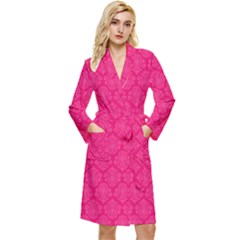 Pink Pattern, Abstract, Background, Bright, Desenho Long Sleeve Velvet Robe