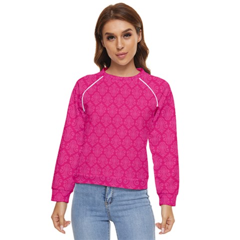 Pink Pattern, Abstract, Background, Bright, Desenho Women s Long Sleeve Raglan T-shirt by nateshop