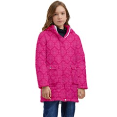 Pink Pattern, Abstract, Background, Bright, Desenho Kids  Hooded Longline Puffer Jacket