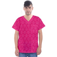 Pink Pattern, Abstract, Background, Bright, Desenho Men s V-neck Scrub Top