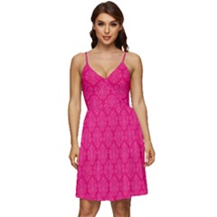 Pink Pattern, Abstract, Background, Bright, Desenho V-neck Pocket Summer Dress 