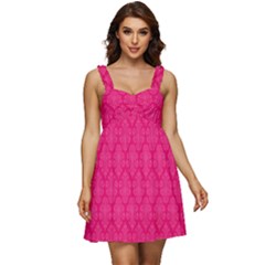 Pink Pattern, Abstract, Background, Bright, Desenho Ruffle Strap Babydoll Chiffon Dress