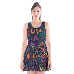 Random, Abstract, Forma, Cube, Triangle, Creative Scoop Neck Skater Dress by nateshop