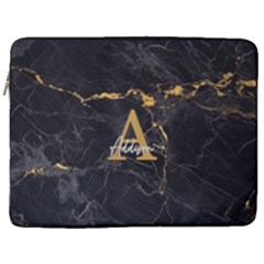 Personalized Name Initial Marble - 17  Vertical Laptop Sleeve Case With Pocket