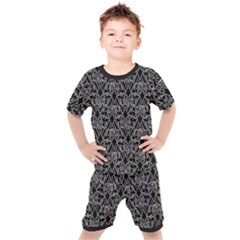 Noir Nouveau Chic Pattern Kids  T-shirt And Shorts Set by dflcprintsclothing