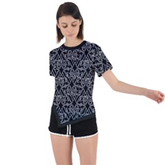 Noir Nouveau Chic Pattern Asymmetrical Short Sleeve Sports T-shirt by dflcprintsclothing