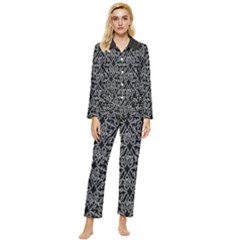 Noir Nouveau Chic Pattern Womens  Long Sleeve Velvet Pocket Pajamas Set by dflcprintsclothing