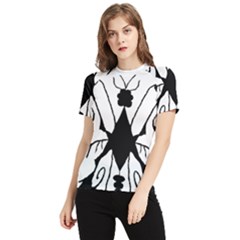 Black Silhouette Artistic Hand Draw Symbol Wb Women s Short Sleeve Rash Guard