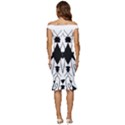 Black Silhouette Artistic Hand Draw Symbol Wb Off Shoulder Ruffle Split Hem Bodycon Dress View4