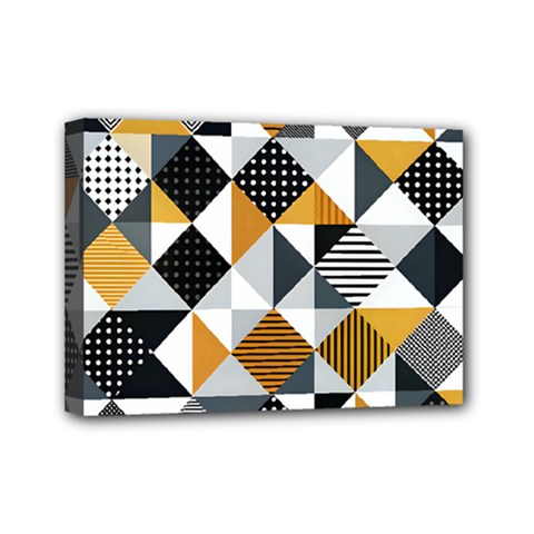 Pattern Tile Squares Triangles Seamless Geometry Mini Canvas 7  X 5  (stretched) by Maspions