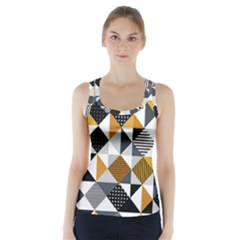 Pattern Tile Squares Triangles Seamless Geometry Racer Back Sports Top