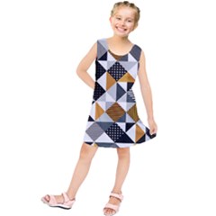 Pattern Tile Squares Triangles Seamless Geometry Kids  Tunic Dress