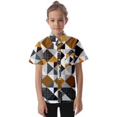 Pattern Tile Squares Triangles Seamless Geometry Kids  Short Sleeve Shirt by Maspions