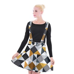 Pattern Tile Squares Triangles Seamless Geometry Suspender Skater Skirt by Maspions