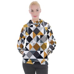 Pattern Tile Squares Triangles Seamless Geometry Women s Hooded Pullover