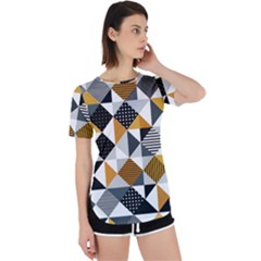 Pattern Tile Squares Triangles Seamless Geometry Perpetual Short Sleeve T-shirt