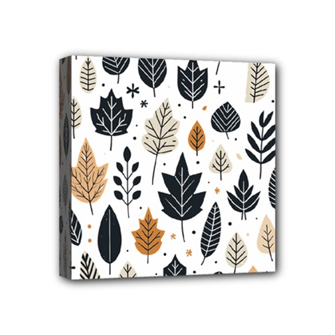 Autumn Leaves Fall Pattern Design Decor Nature Season Beauty Foliage Decoration Background Texture Mini Canvas 4  X 4  (stretched)