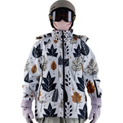 Autumn Leaves Fall Pattern Design Decor Nature Season Beauty Foliage Decoration Background Texture Women s Zip Ski And Snowboard Waterproof Breathable Jacket by Maspions