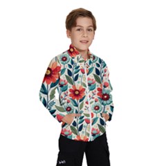 Flowers Flora Floral Background Pattern Nature Seamless Bloom Background Wallpaper Spring Kids  Windbreaker