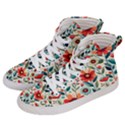 Flowers Flora Floral Background Pattern Nature Seamless Bloom Background Wallpaper Spring Women s Hi-Top Skate Sneakers View2