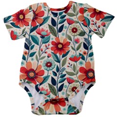 Flowers Flora Floral Background Pattern Nature Seamless Bloom Background Wallpaper Spring Baby Short Sleeve Bodysuit