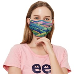 Field Valley Nature Meadows Flowers Dawn Landscape Fitted Cloth Face Mask (adult)