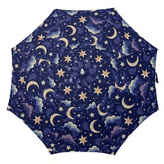Night Moon Seamless Background Stars Sky Clouds Texture Pattern Straight Umbrellas