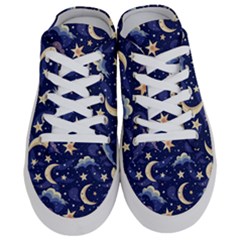 Night Moon Seamless Background Stars Sky Clouds Texture Pattern Half Slippers