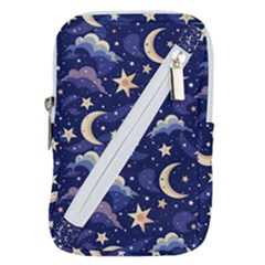 Night Moon Seamless Background Stars Sky Clouds Texture Pattern Belt Pouch Bag (small) by Maspions