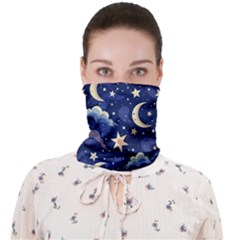 Night Moon Seamless Background Stars Sky Clouds Texture Pattern Face Covering Bandana (adult) by Maspions