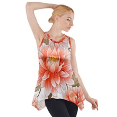 Flowers Plants Sample Design Rose Garden Flower Decoration Love Romance Bouquet Side Drop Tank Tunic