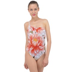 Flowers Plants Sample Design Rose Garden Flower Decoration Love Romance Bouquet Classic One Shoulder Swimsuit by Maspions