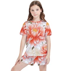 Flowers Plants Sample Design Rose Garden Flower Decoration Love Romance Bouquet Kids  T-shirt And Sports Shorts Set