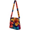 Hibiscus Flowers Colorful Vibrant Tropical Garden Bright Saturated Nature Zipper Messenger Bag View2