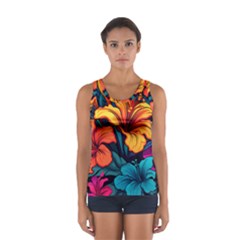 Hibiscus Flowers Colorful Vibrant Tropical Garden Bright Saturated Nature Sport Tank Top 