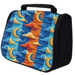 Clouds Stars Sky Moon Day And Night Background Wallpaper Full Print Travel Pouch (big)