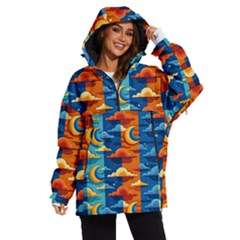 Clouds Stars Sky Moon Day And Night Background Wallpaper Women s Ski And Snowboard Waterproof Breathable Jacket by Maspions