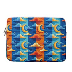 Clouds Stars Sky Moon Day And Night Background Wallpaper 15  Vertical Laptop Sleeve Case With Pocket
