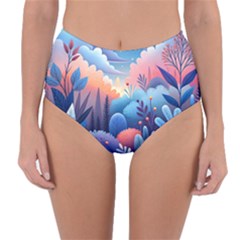 Nature Night Bushes Flowers Leaves Clouds Landscape Berries Story Fantasy Wallpaper Background Sampl Reversible High-waist Bikini Bottoms