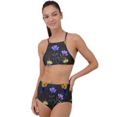 Bird Flower Plant Nature Halter Tankini Set