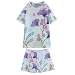 Flower Paint Flora Nature Plant Kids  Swim T-shirt And Shorts Set