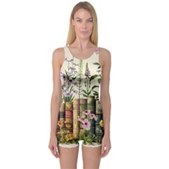 Books Flowers Book Flower Flora Floral One Piece Boyleg Swimsuit