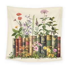 Books Flowers Book Flower Flora Floral Square Tapestry (large)